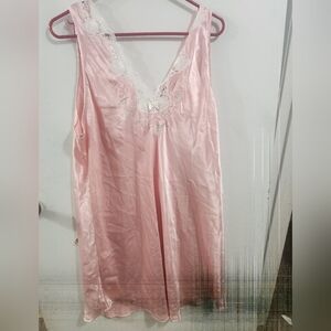 Vintage Delta Burke Satin Nightgown Nightie Pink Embroidered Size 3x